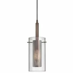 Dainolite Signature Pendant Light - 1-Light - 6-in X 11-in - Oil Brushed Bronze/Glass