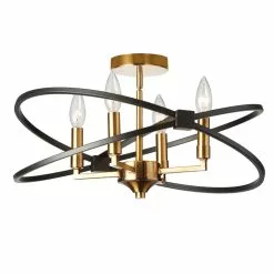 Dainolite Paloma Semi-Flush Mount Light - 4-Light - Vintage Bronze And Matte Black -Dainolite Sales 330719136 MainImage 001