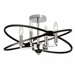 Dainolite Paloma Semi-Flush Mount Light - 4-Light - Polished Chrome And Matte Black -Dainolite Sales 330719248 MainImage 001
