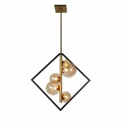 Dainolite Glasglow Pendant Light - 5-Light - 21-in X 20.5-in - Matte Black/Vintage Bronze