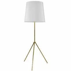 Dainolite Oversized Drum Floor Lamp - 1-Light - Aged Brass Frame - White Shade