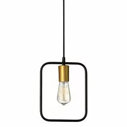 Dainolite Geometric Pendant Light - 1-Light - 12-in X 12.75-in - Black