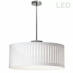 Dainolite Slit Drum Pendant Light - 1-Light - 20-in X 8-in - White