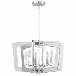 Dainolite StillWater Chandelier - 6-Light - 13-in - Polished Chrome