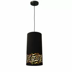 Dainolite Glora Pendant Light - 1-Light - 8-in X 16-in - Matte Black/Gold