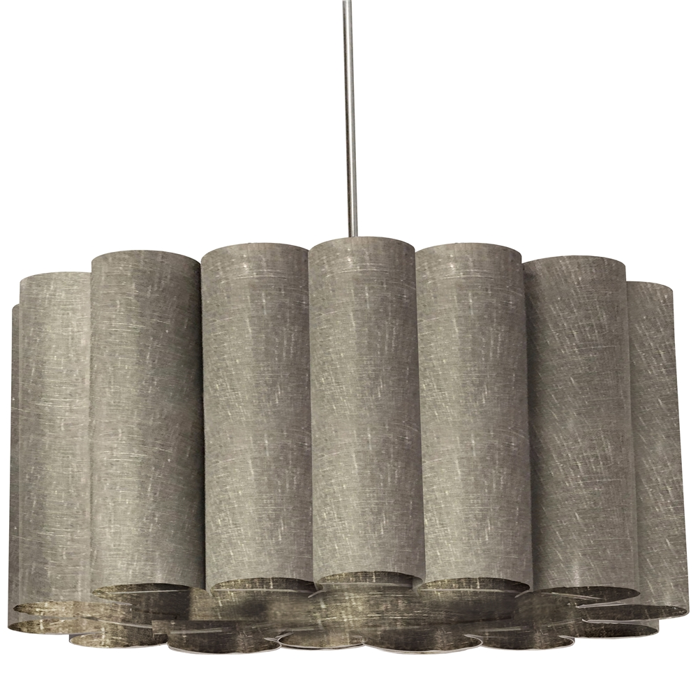 Dainolite Sandra Pendant Light - 4-Light - 24-in X 12-in - Polished Chrome/Grey 3 Dainolite Sandra Pendant Light - 4-Light - 24-in X 12-in - Polished Chrome/Grey