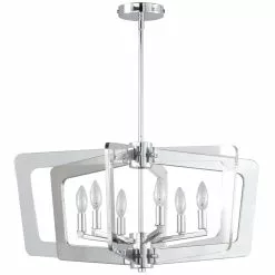 Dainolite StillWater Chandelier - 6-Light - 13.5-in - Polished Chrome