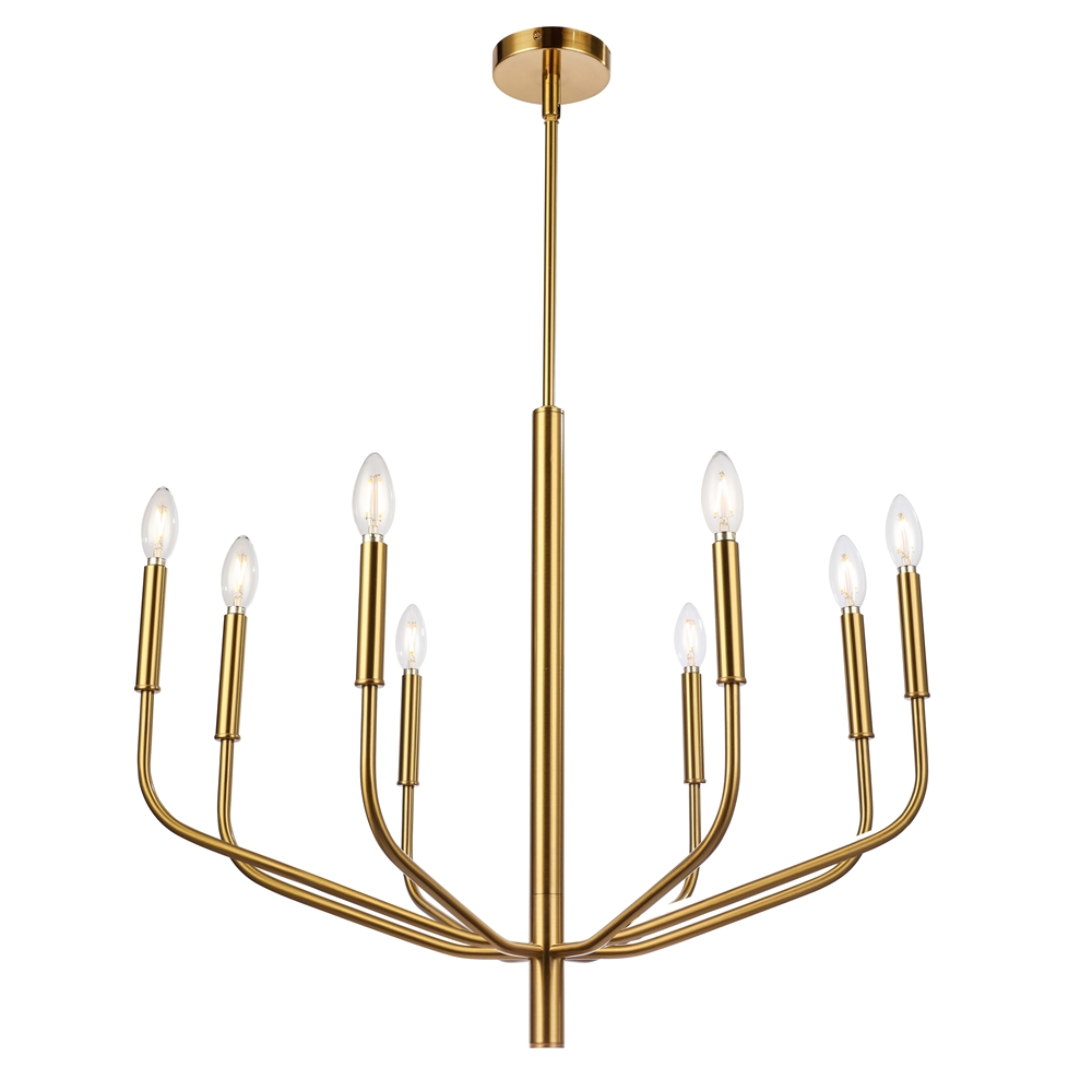 Dainolite Eleanor Chandelier - 8-Light - 28-in - Aged Brass 3 Dainolite Eleanor Chandelier - 8-Light - 28-in - Aged Brass