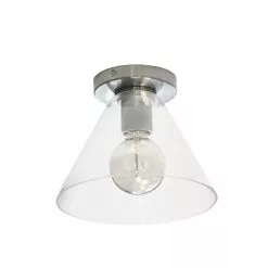 Dainolite Roswell Flush-Mount Light - 1-Light - 9-in X 7.3-in - Satin Chrome