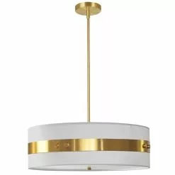 Dainolite Willshire Pendant Light - 4-Light - 22-in X 7-in - Aged Brass/White