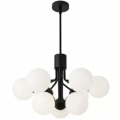Dainolite Amanda Chandelier - 9-Light - 15.75-in - Matte Black