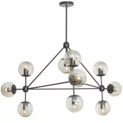 Dainolite Domi Chandelier - 10-Light - 24-in - Matte Black