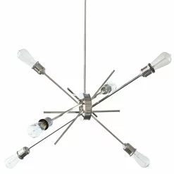 Dainolite Nebraska Pendant Light - 6-Light - 8-in X 32-in - Chrome