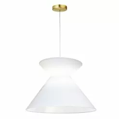 Dainolite Patricia Pendant Light - 1-Light - 18-in X 11.5-in - Aged Brass/White