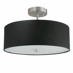 Dainolite Semi-Flush Mount Light - 3-Light - 14.25-in - Satin Chrome And Black