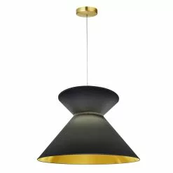 Dainolite Patricia Pendant Light - 1-Light - 18-in X 11.5-in - Aged Brass/Black And Gold
