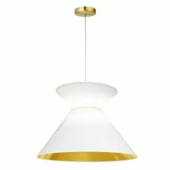 Dainolite Patricia Pendant Light - 1-Light - 18-in X 11.5-in - Aged Brass/White And Gold