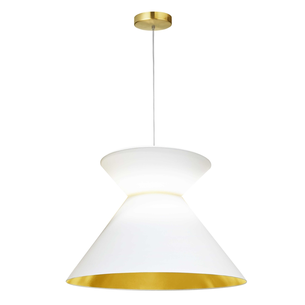 Dainolite Patricia Pendant Light - 1-Light - 18-in X 11.5-in - Aged Brass/White And Gold 3 Dainolite Patricia Pendant Light - 1-Light - 18-in X 11.5-in - Aged Brass/White And Gold