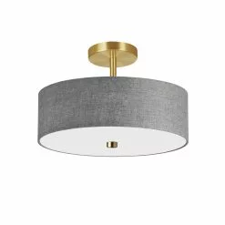 Dainolite Semi-Flush Mount Light - 3-Light - 14-in - Aged Brass And Grey