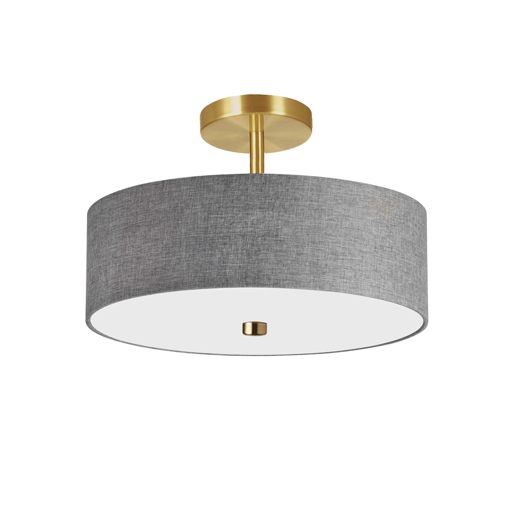 Dainolite Semi-Flush Mount Light - 3-Light - 14-in - Aged Brass And Grey 3 Dainolite Semi-Flush Mount Light - 3-Light - 14-in - Aged Brass And Grey
