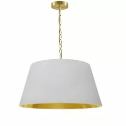 Dainolite Brynn Pendant Light - 1-Light - 20-in X 10-in - Aged Brass/White And Gold