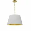 Dainolite Brynn Pendant Light - 1-Light - 14-in X 7-in - Aged Brass/White And Gold