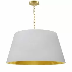 Dainolite Brynn Pendant Light - 1-Light - 26-in X 13-in - Aged Brass/White And Gold