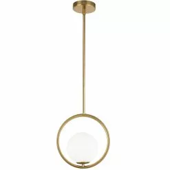 Dainolite Adrienna Pendant Light - 1-Light - 10-in X 10.75-in - Aged Brass