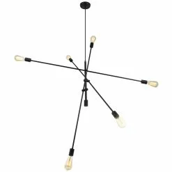Dainolite Signature Pendant Light - 6-Light - 50-in X 21.6-in - Matte Black