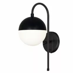 Dainolite Dayana Wall Sconce - 1-Light - 7-in - Matte Black