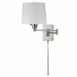 Dainolite Dainotlite 13-in H Swing Arm Wall Lamp - Satin Chrome/White -Dainolite Sales 330762520 MainImage 001