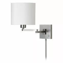 Dainolite Dainotlite 12-in H Swing Arm Wall Lamp - Satin Chrome/White