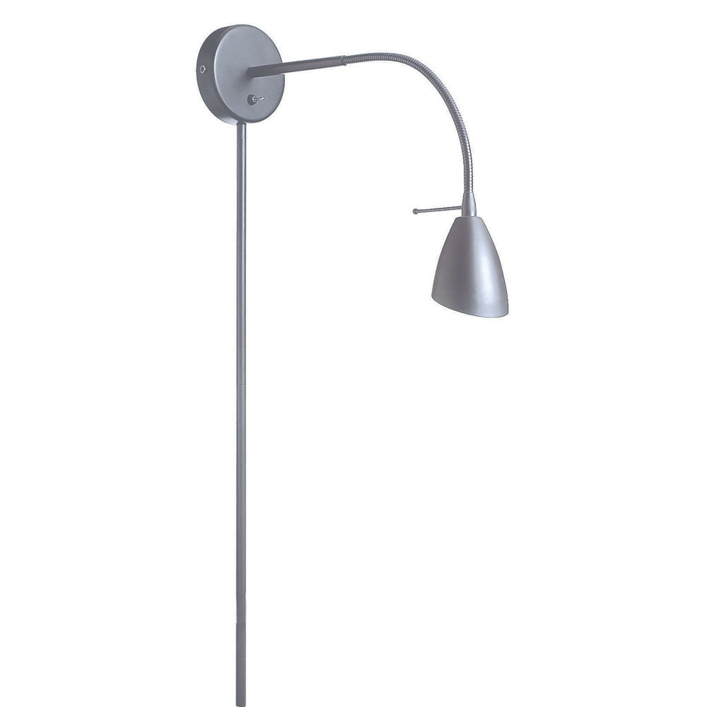 Dainolite 4.5-in H Gooseneck Wall Lamp - Satin Chrome 3 Dainolite 4.5-in H Gooseneck Wall Lamp - Satin Chrome