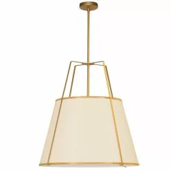 Dainolite Trapezoid Modern/Contemporary Gold And Cream 24-in Pendant Light
