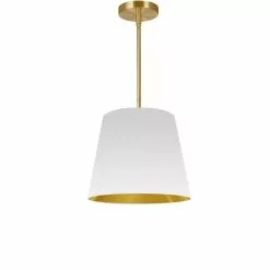 Dainolite Oversized Drum Modern/Contemporary White And Gold 14-in Pendant Light