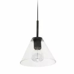 Dainolite Roswell Transitional Matte Black 9-in Pendant Light With Clear Glass