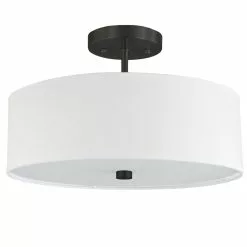 Dainolite Everly 14.25-in White And Black Transitional Semi-Flush Mount Light