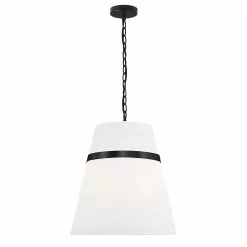 Dainolite Symphony Modern/Contemporary White And Matte Black 18-in Pendant Light