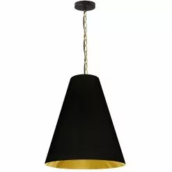 Dainolite Anaya Transitional Drum Black And Gold 20-in Pendant Light