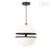 Dainolite Atomic Modern/Contemporary Matte Black 12-in LED Pendant Light With Opal Glass -Dainolite Sales 330844823 MainImage 001