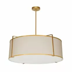Dainolite Trapezoid Modern/Contemporary Cream And Gold 24-in Pendant Light