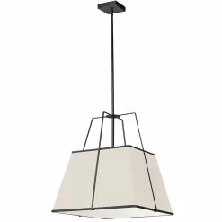 Dainolite Trapezoid Modern/Contemporary Cream And Black 18-in Pendant Light