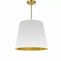 Dainolite Oversized Drum Modern/Contemporary White And Gold 20-in Pendant Light