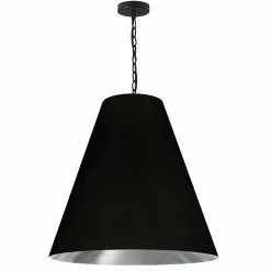 Dainolite Anaya Transitional Drum Black And Silver 26-in Pendant Light