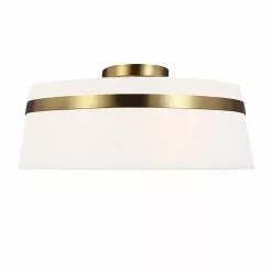 Dainolite Symphony 15-in Aged Brass Contemporary Semi-Flush Mount Fixture With White Shade