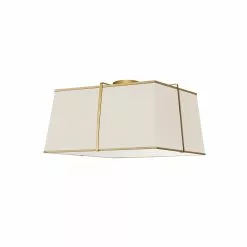 Dainolite 1-Pack Trapezoid 16-in Cream Incandescent Flush Mount Light