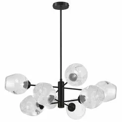 Dainolite Abii Transitional Matte Black 26-in Halogen Pendant Light With Clear Glass