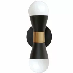 Dainolite 5.4-in W Fortuna 2-Light Matte Black Incandescent Wall Sconce