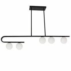 Dainolite Atlas Modern/Contemporary Matte Black 44-in Halogen Pendant Light With Opal Glass