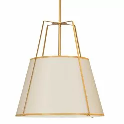 Dainolite Trapezoid Modern/Contemporary Cream And Gold 30-in Pendant Light